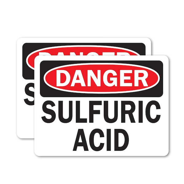Signmission Sulfuric Acid Danger Sign, Vinyl Decal, 14in W x 10in L, 2PK OS-2PACK-DS-D-1014-L-19474 - main